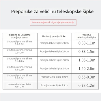 Teleskopska šipka bez bušenja s premazom bojom, jednostavan ugradnja zavjesa i tuš-zavjese, jači nosači, kompletan set rimske šipke