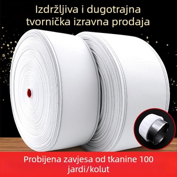 Pamukova zavjesa s perforiranom tkaninom, bijeli trake za zavjese, traka s rimskim prstenom i tkanom podlogom, zgušćena i debela