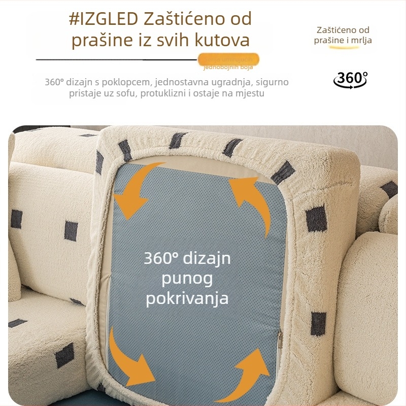 2026 nova pliš navlaka za kauč za jesen i zimu, zaštita od ogrebotina mačaka, potpuno pokrivena, univerzalna navlaka za kauč