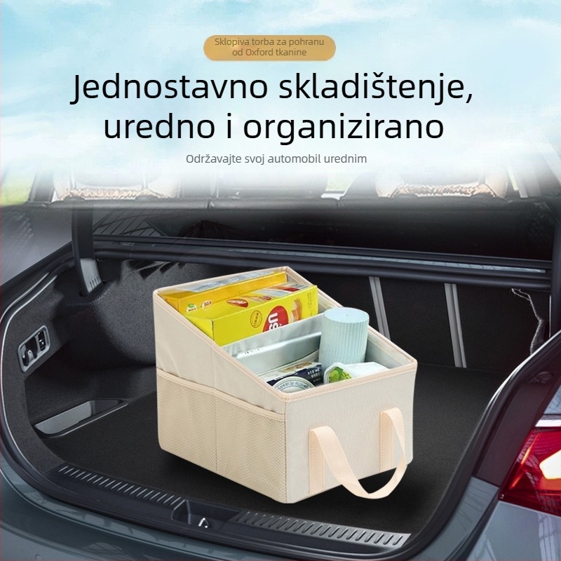 Sklopivi organizator prtljažnika autom s ručkom, Oxford tkanina, višenamjenski univerzalni spremnik za sjedalo