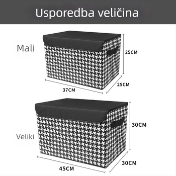 Kutija za organizaciju prtljažnika automobila s uzorkom houndstooth, sklopiva, s ručkom, 35×27×27 cm