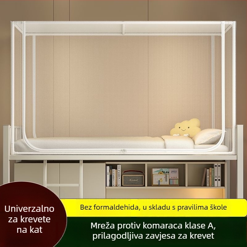 0,9 m univerzalna zavjesa za dvokatni krevet s mrežom protiv komaraca, nosač za gornji kat i izvlačni zatvarač