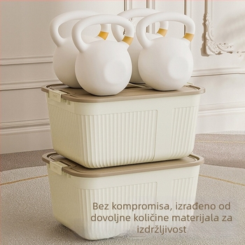 Kućna kutija za pohranu velike kapacitete, čvrsta, prijenosna, krem boje, plastična kutija za sitnice, igračke i grickalice