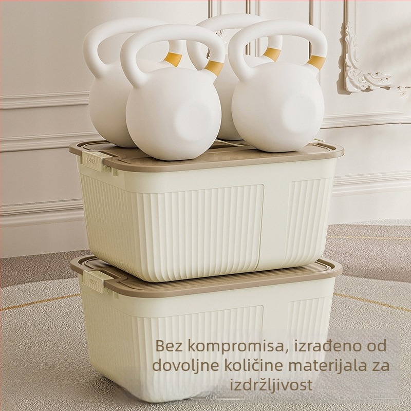 Kućna kutija za pohranu velike kapacitete, čvrsta, prijenosna, krem boje, plastična kutija za sitnice, igračke i grickalice
