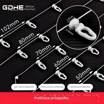 Nano perle za zavjese u obliku zmije — bijele plastične perle za zavjese, 60/70/80 mm, 100 m po roli, 6 roli u kutiji