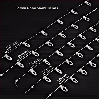 Nano perle za zavjese u obliku zmije — bijele plastične perle za zavjese, 60/70/80 mm, 100 m po roli, 6 roli u kutiji