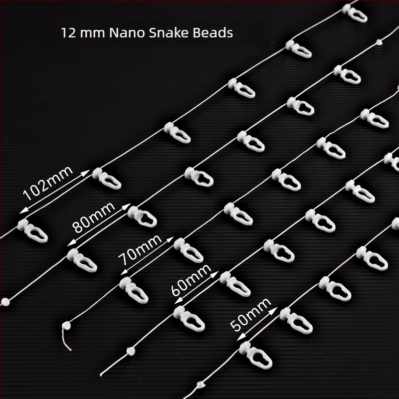 Nano perle za zavjese u obliku zmije — bijele plastične perle za zavjese, 60/70/80 mm, 100 m po roli, 6 roli u kutiji
