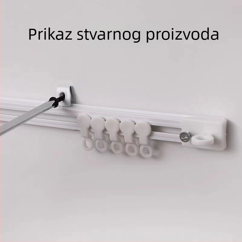 Držač zavjesa bez bušenja, dvostruka namjena; montaža ljepilom ili čavlima; bočna gornja tračnica za vrata i dijeljiva nano šipka