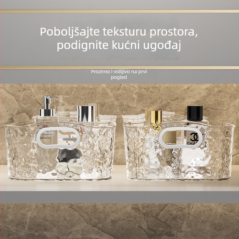 Prozirni akrilni stolni organizator za kozmetiku, ruževe i grickalice; prozirni organizator s ogledalom za toaletni stol