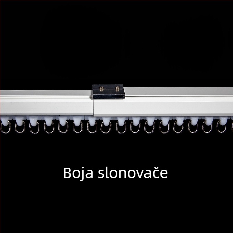 Aluminijska vodilica za zavjese sa tihim klizanjem, rimska šipka za zavjese, jednokatna i dvostruka šina, gornja montaža, kuka tip