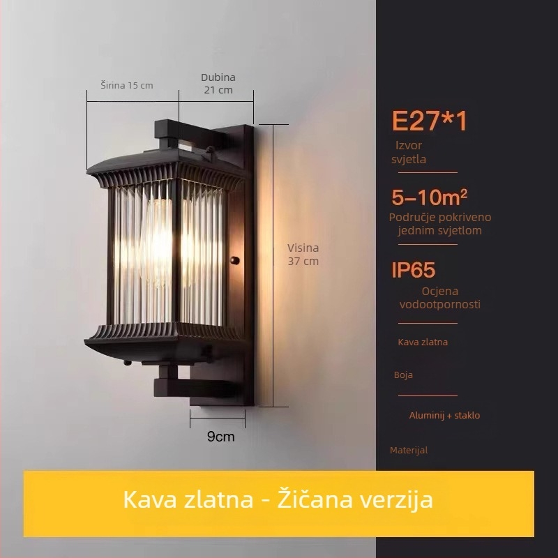 Vanjska zidna svjetiljka, moderni kineski stil, vodootporna za dvorište vile, pogodna za balkon, vrata i hodnik