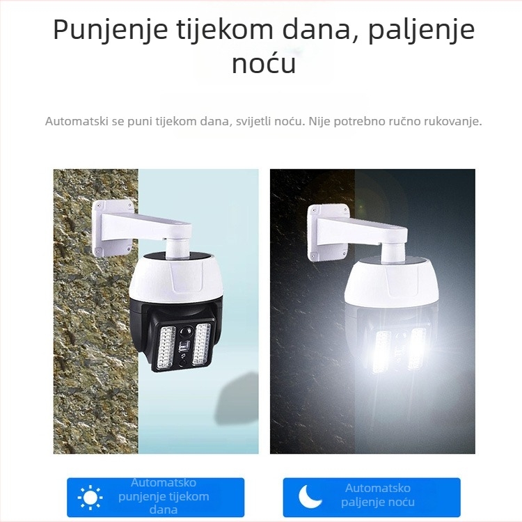 Solarna vanjska zidna svjetiljka sa senzorom pokreta i simuliranom CCTV kamerom, IP65 vodootporna