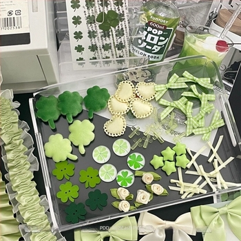 Zelena čipkasta vrpca s ukrasom četverolistne djeteline za DIY nakit