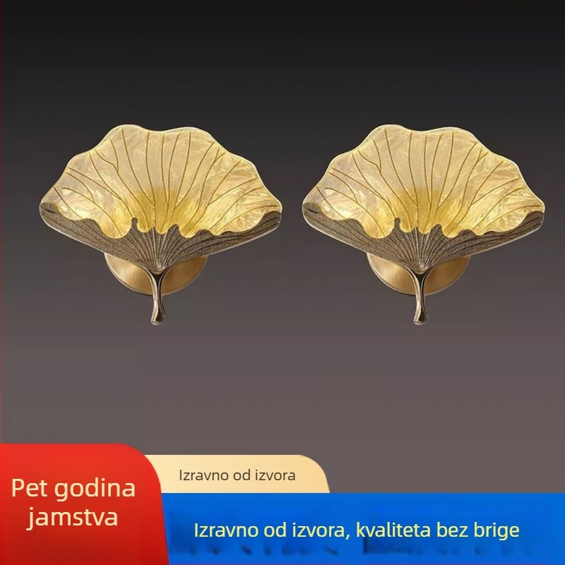 Zidna svjetiljka s listom ginka, emajl završna obloga, Novi kineski stil, za dnevni boravak, hodnik i spavaću sobu – jednostavna dekorativna svjetiljka