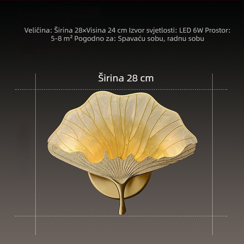 Zidna svjetiljka s listom ginka, emajl završna obloga, Novi kineski stil, za dnevni boravak, hodnik i spavaću sobu – jednostavna dekorativna svjetiljka