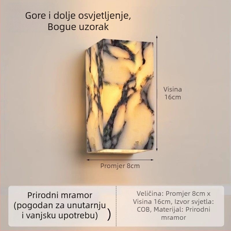 Francuski stil, mramorna vanjska vodootporna LED zidna svjetiljka, s retro naglaskom wabi-sabi za hodnik i balkon