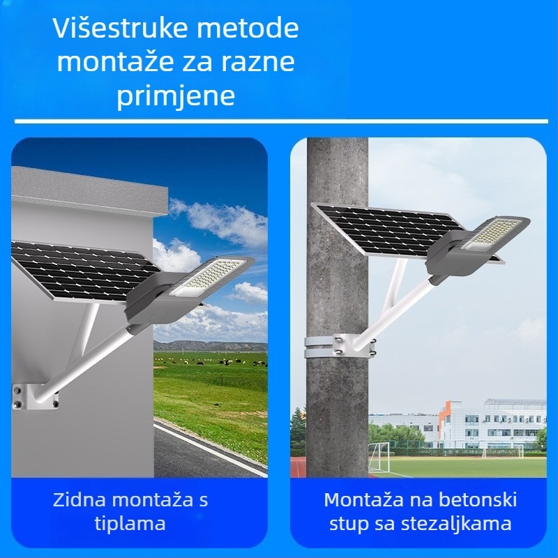 Zidna solarna lampa za vanjsku upotrebu, vodootporna ulična rasvjeta, ultra jarko visokoučinkovito solarno svjetlo s automatskim uključivanjem noću, ruralna ulična rasvjeta