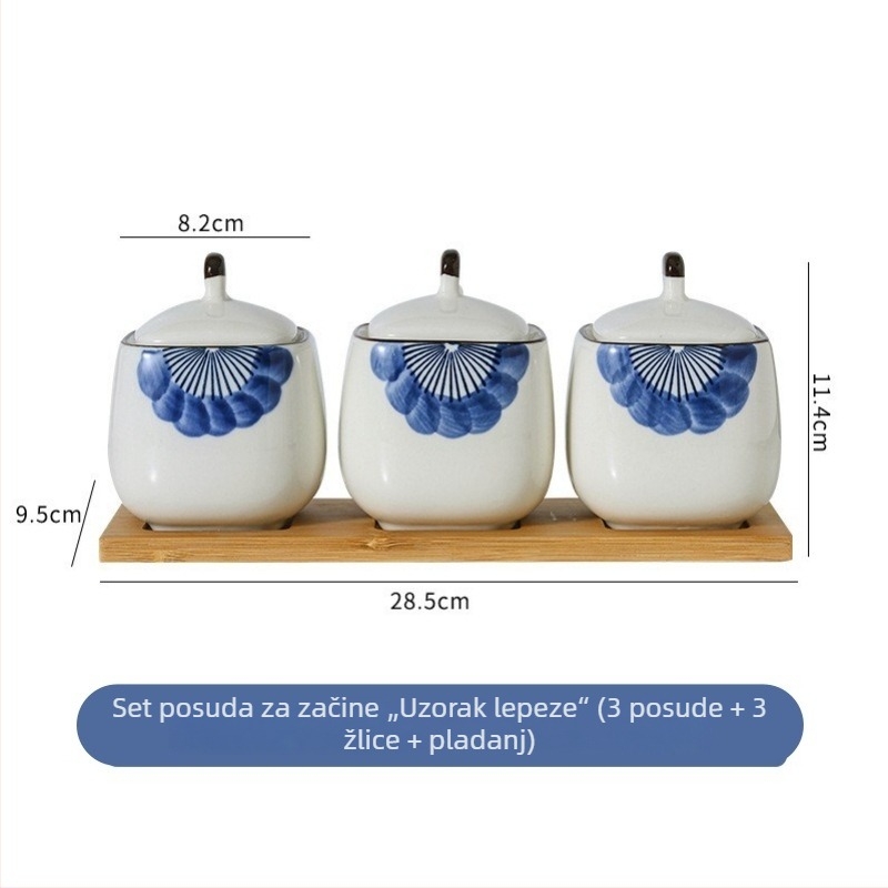 Keramički set posuda za začine u japanskom stilu s poklopcem, za kućnu kuhinju