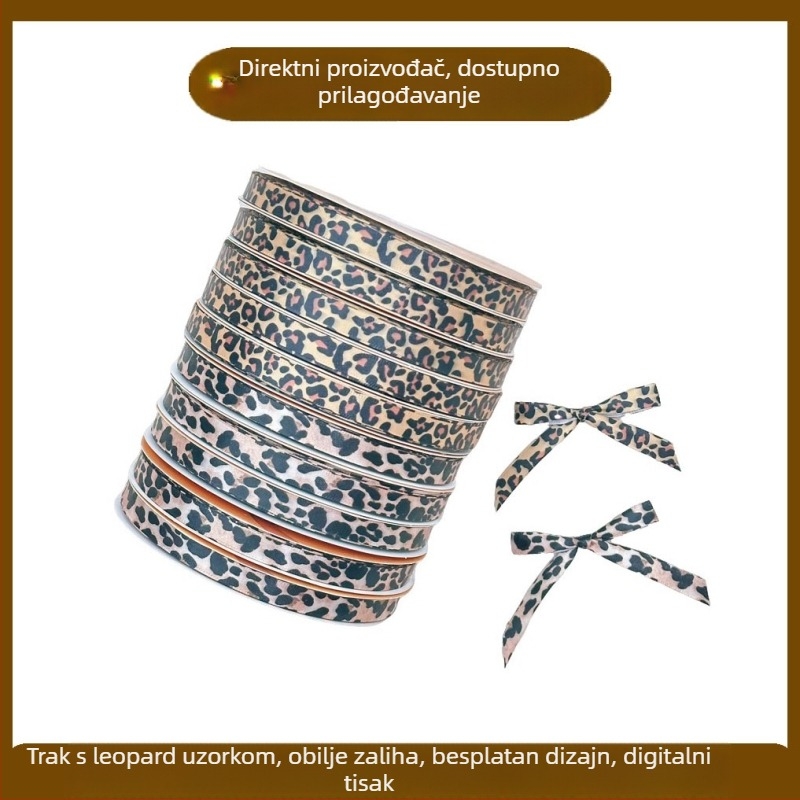 1 cm široka poliester traka s leopard uzorkom, za DIY ukrase i dodaci za kosu