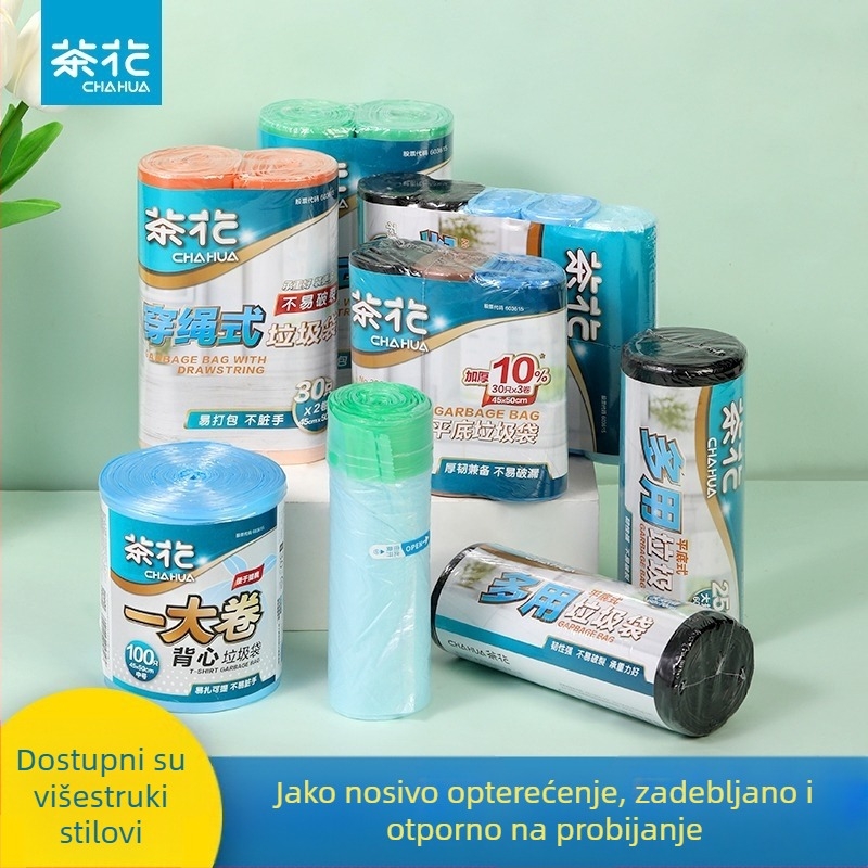 Camellia vreće za smeće, velike kapacitete, vest-stil ručka, perforirane, ravni otvor, paket različitih veličina