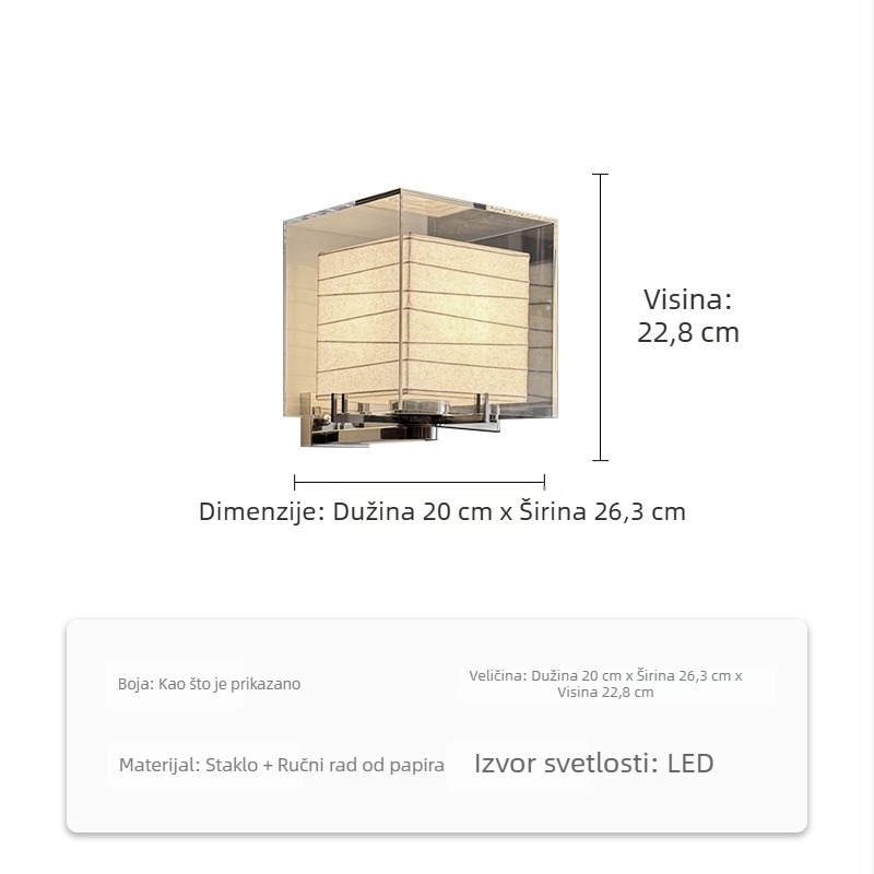 Stenska staklena lampa s dizajnerskim stilom japanskog minimalizma za dnevnu sobu i spavaću sobu, kinesko-moderni stil