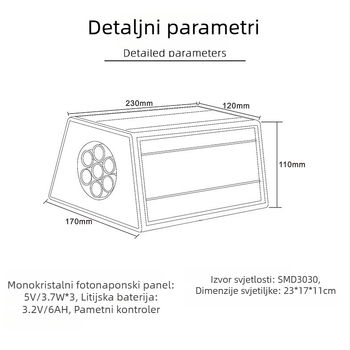 Aluminijska dvostruka vanjska zidna svjetiljka, kineskog stila, za vilu i dvorište, LED solarno zidno osvjetljenje