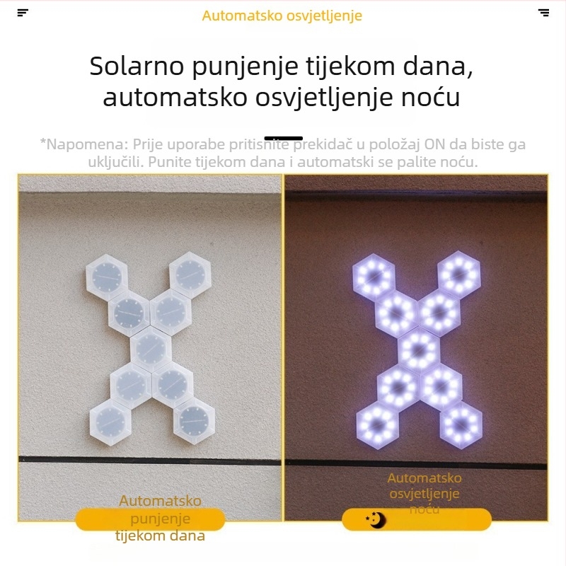 Solarska LED lampica s oblikom saća – dekorativno vanjsko zidno svjetlo, noćna lampica
