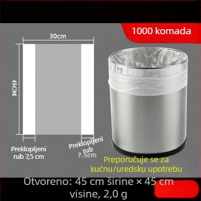 Jednokratne vreće za otpad za hotelske sobe, bijele, crne i prozirne, deblje, s ravnim otvorom, veličina 45×45×50 cm