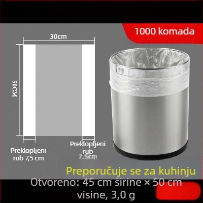 Jednokratne vreće za otpad za hotelske sobe, bijele, crne i prozirne, deblje, s ravnim otvorom, veličina 45×45×50 cm