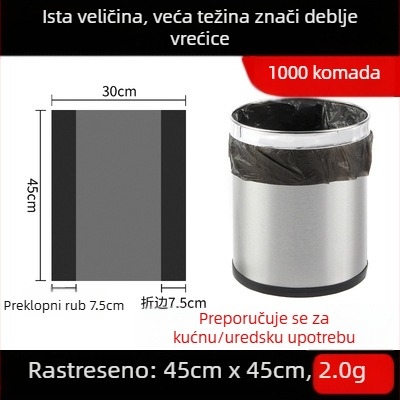 Jednokratne vreće za otpad za hotelske sobe, bijele, crne i prozirne, deblje, s ravnim otvorom, veličina 45×45×50 cm
