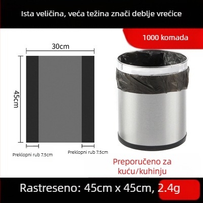 Jednokratne vreće za otpad za hotelske sobe, bijele, crne i prozirne, deblje, s ravnim otvorom, veličina 45×45×50 cm