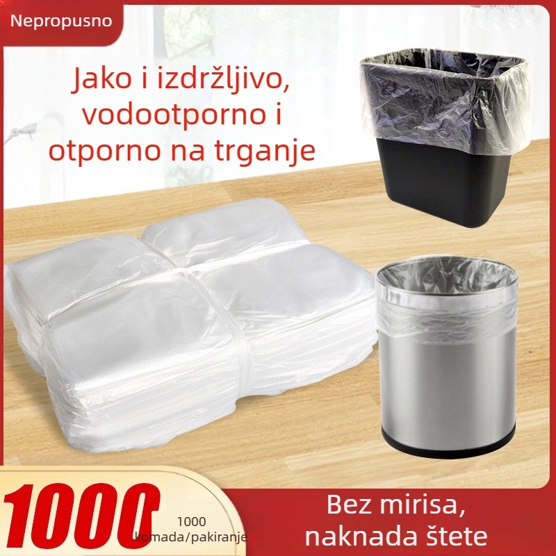 Jednokratne vreće za otpad za hotelske sobe, bijele, crne i prozirne, deblje, s ravnim otvorom, veličina 45×45×50 cm