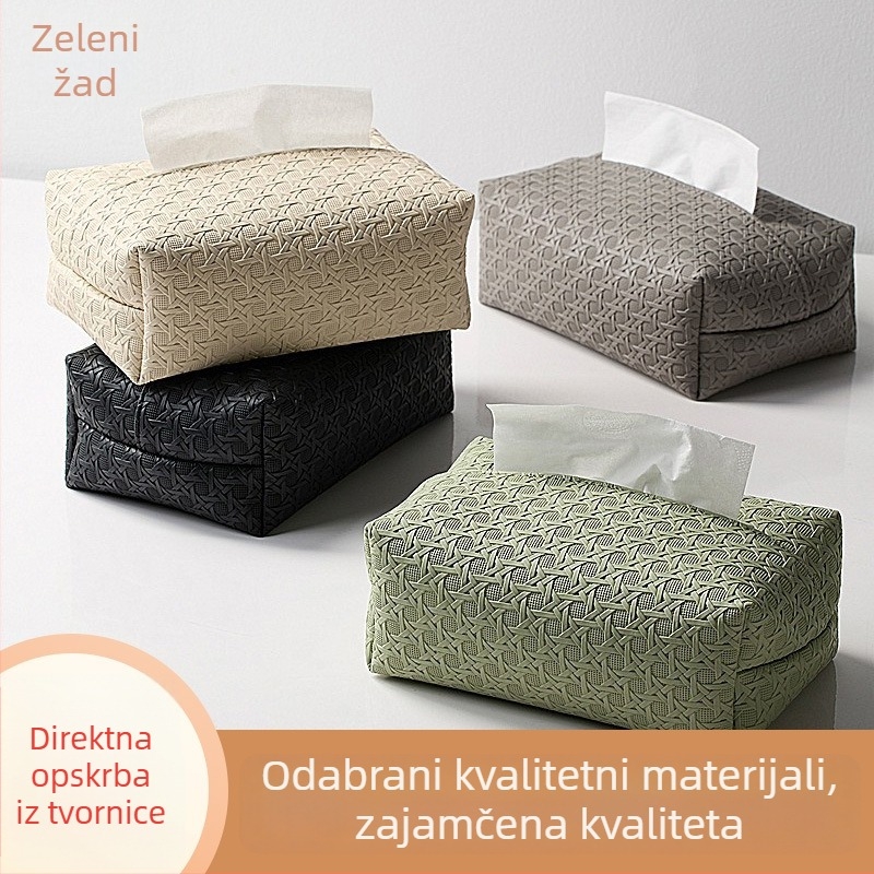 Kutija za maramice s uzorkom bambusa, pravokutnog oblika, velika kapaciteta, za spavaću sobu i stolić za kavu