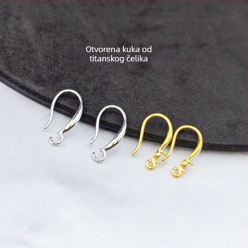 Titanska čelična DIY dodatak za naušnice s biserom, otvoreni klin za uho, biserna kuka, nehrđajući čelik, teksturirani završetak