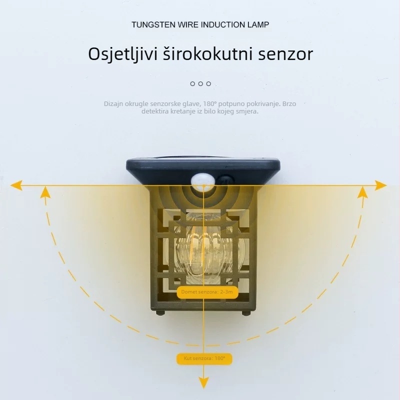 Retro solarna žarulja s volframovom vlaknom, vodootporna dekorativna rasvjeta za vrt, rasvjeta krajolika, zidna senzor lampica, bez kablova