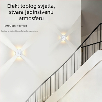 Zidna LED svjetiljka s detekcijom pokreta, dizajn s četiri oka, trobojno ambijentalno osvjetljenje, za hodnik i spavaću sobu
