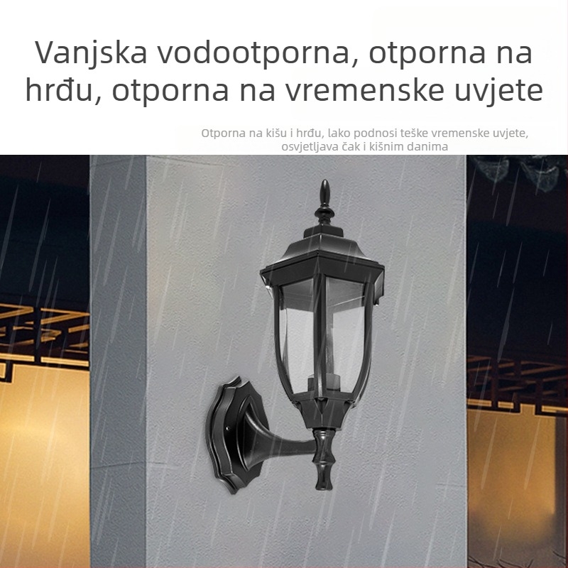 Vanjska LED stenska svjetiljka, vodootporna, europski retro stil, za vilu, hodnik i ulaz.