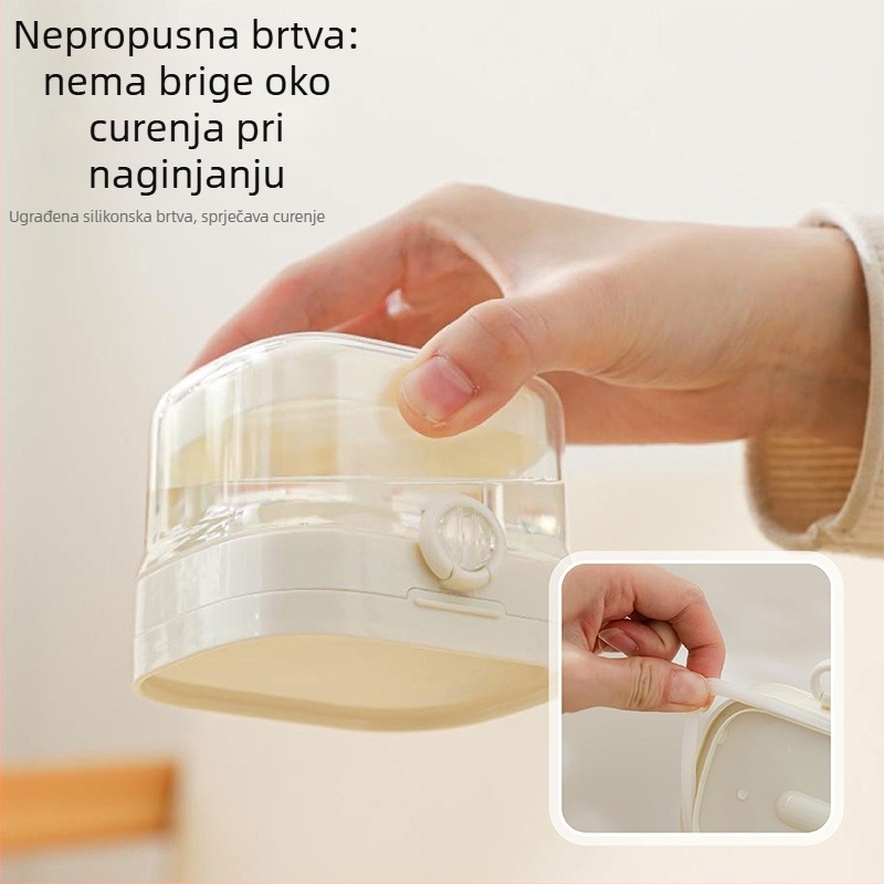 Dvoslojna kutija za proteze i ortodontske aparate s alatom za čišćenje, prozirna, prijenosna