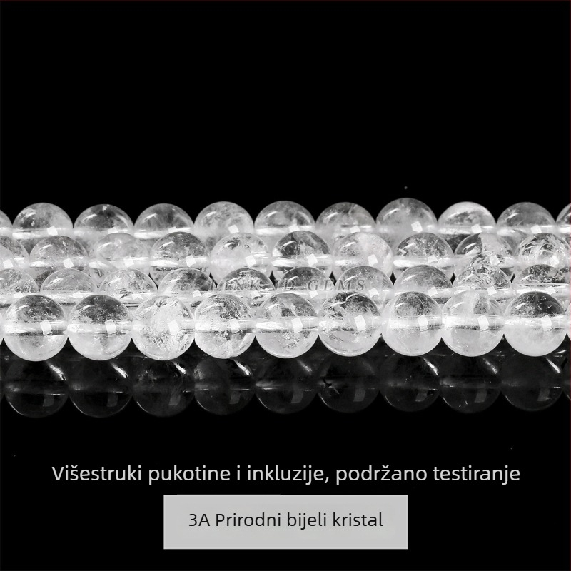 Slobodne perle od prirodnog bijelog kristala, 8 mm, za DIY nakit i narukvice