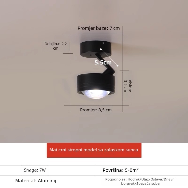 Sunset LED zidna svjetiljka – aluminij, jednostavan modern dizajn, ambijentalno osvjetljenje za hodnik i spavaću sobu