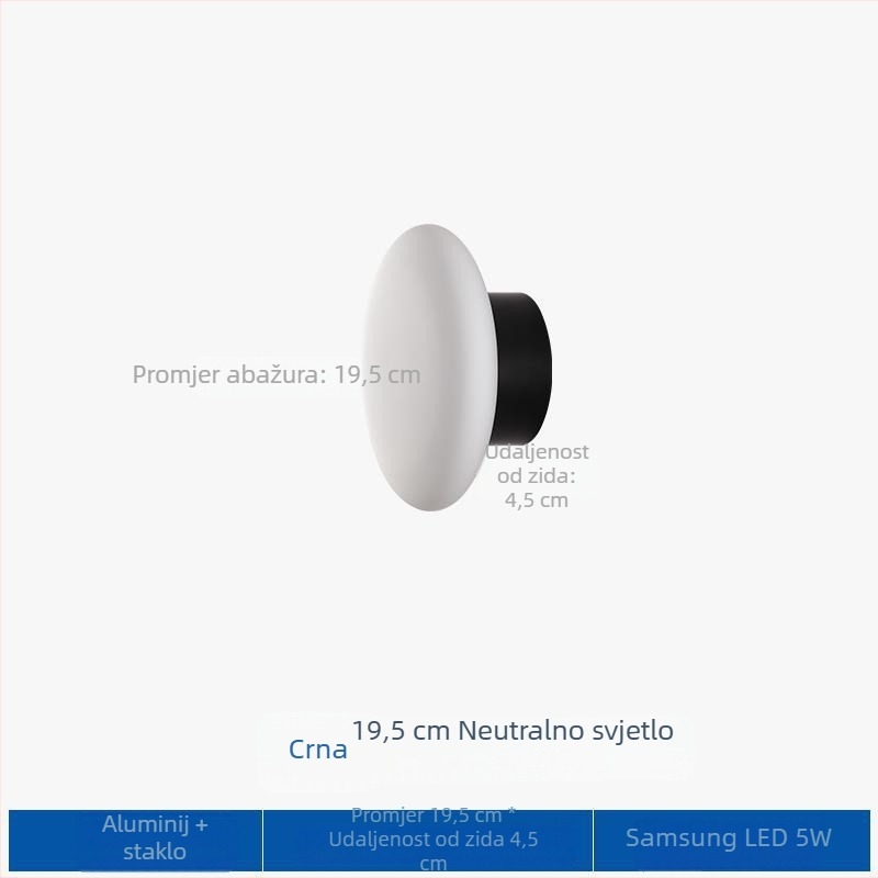 Zidna lampa s geometrijskim kružnim oblikom, inspirirana drevnim gradskim pogonom – minimalistički nordijski stil, za dnevni boravak, hodnik i spavaću sobu.