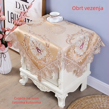 Lanena navlaka za noćni ormarić, europski stil, kvadratni stolni prekrivač, višestruka zaštita od prašine
