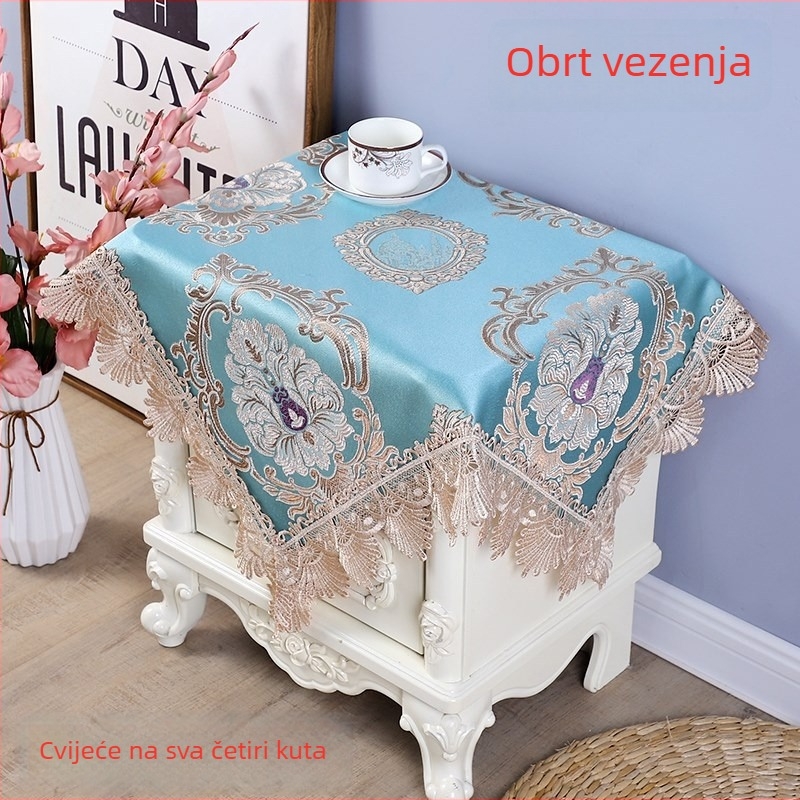 Lanena navlaka za noćni ormarić, europski stil, kvadratni stolni prekrivač, višestruka zaštita od prašine