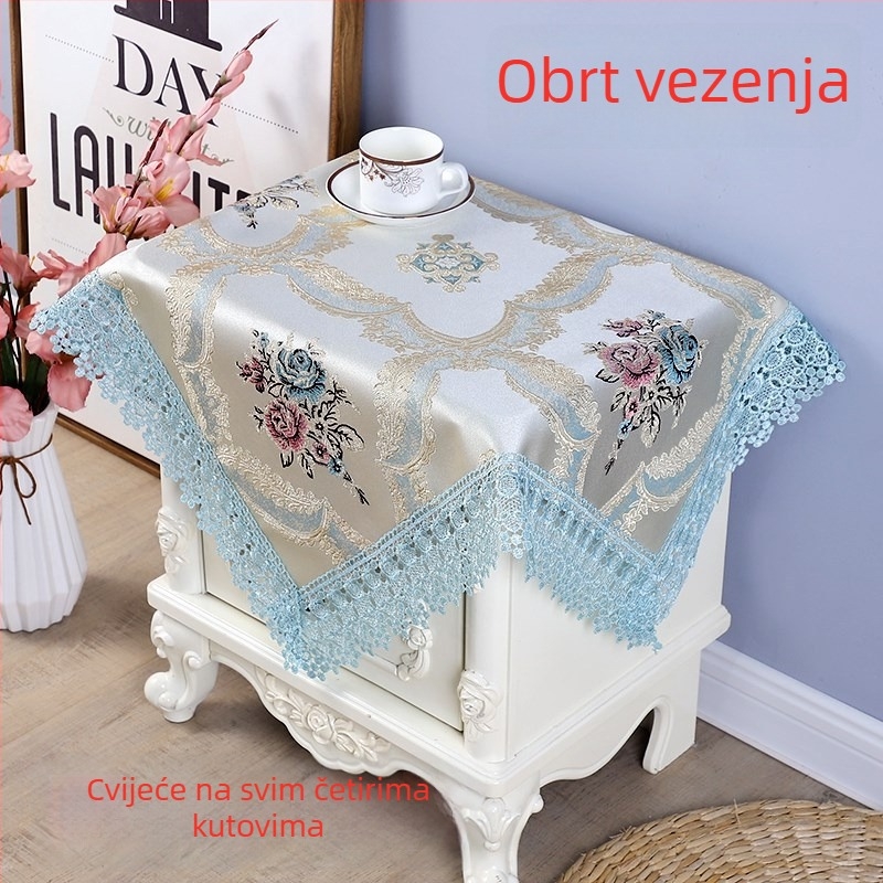 Lanena navlaka za noćni ormarić, europski stil, kvadratni stolni prekrivač, višestruka zaštita od prašine