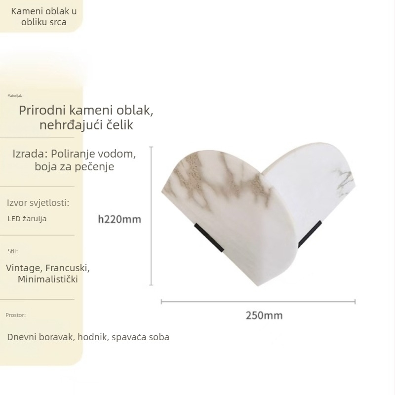 Talijanskog stila mramorna zidna svjetiljka, LED, vodootporna, moderni minimalistički dizajn za spavaću sobu, hodnik, restoran