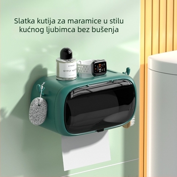 Zidni višenamjenski držač za papirnate maramice i toaletni papir u kupaonici, bez bušenja