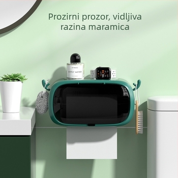 Zidni višenamjenski držač za papirnate maramice i toaletni papir u kupaonici, bez bušenja