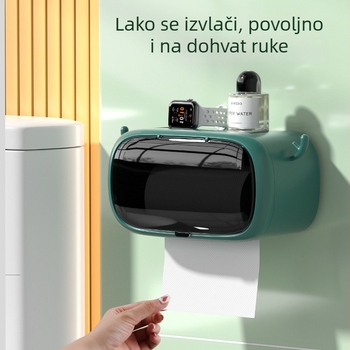Zidni višenamjenski držač za papirnate maramice i toaletni papir u kupaonici, bez bušenja