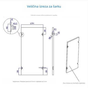 Set vodilica za klizno ogledalo kupaonice sa skrivenim amortizerima i kotačićima