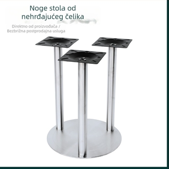 Nerđajući čelik, velika okrugla baza stola s tri kolone nogu, za poslovne prostore